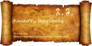 Kendeffy Henrietta névjegykártya